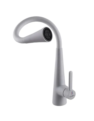 Змішувач для кухні Globus Lux Lazer Pro GLPR-203SM-WM з білим гнучким виливом
