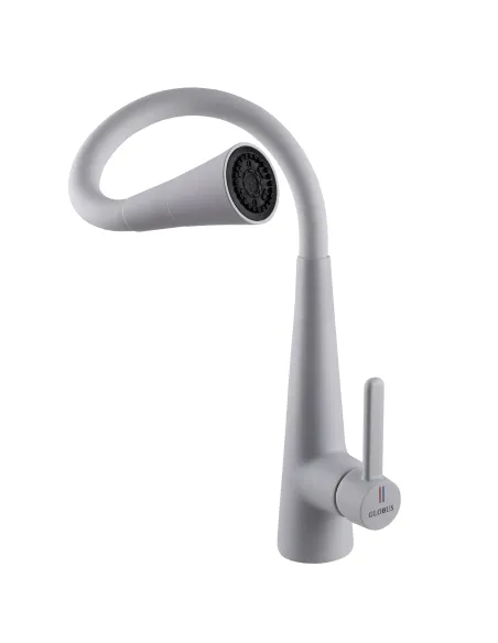 Змішувач для кухні Globus Lux Lazer Pro GLPR-203SM-WM з білим гнучким виливом