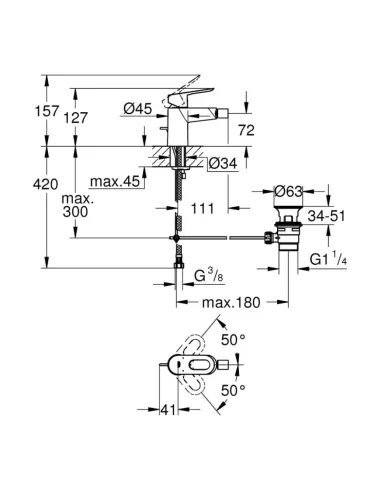 Змішувач для біде Grohe BauLoop 23338000 (з донним клапоном) купити у Дніпрі та Києві - ціна від КТУ