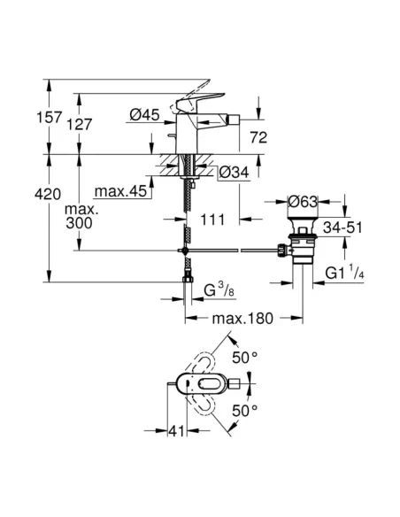 Змішувач для біде Grohe BauLoop 23338000 (з донним клапоном) купити у Дніпрі та Києві - ціна від КТУ