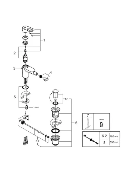Змішувач для біде Grohe BauLoop 23338000 (з донним клапоном) купити у Дніпрі та Києві - ціна від КТУ