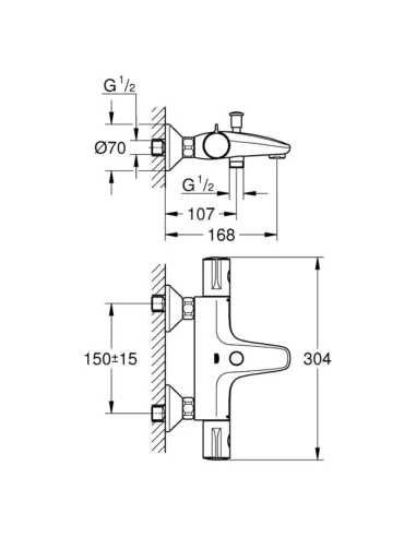 Змішувач для ванни Grohe Grohtherm 800 34567000 (термостатичний, гаряча ліворуч) купити у Дніпрі та Києві - ціна від КТУ