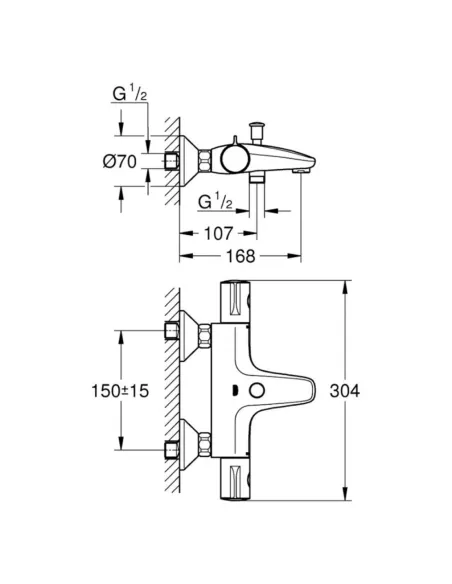 Змішувач для ванни Grohe Grohtherm 800 34567000 (термостатичний, гаряча ліворуч) купити у Дніпрі та Києві - ціна від КТУ