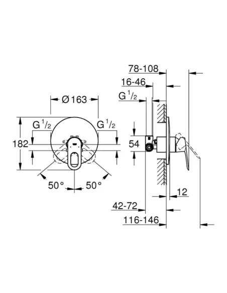 Смеситель для душа Grohe Bau Loop 29080000 скрытого монтажа купить в Днепре и Киеве - цена от КТУ