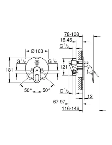 Змішувач для душу Grohe BauLoop 29081000 (прихованого монтажу) купити у Дніпрі та Києві - ціна від КТУ