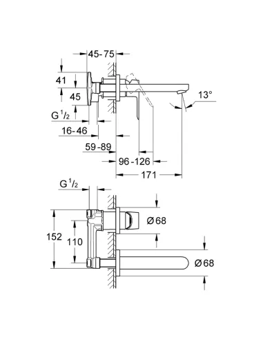Смеситель для умывальника скрытого монтажа Grohe Bau Loop 20289000 купить в Днепре и Киеве - цена от КТУ