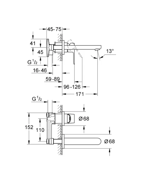 Смеситель для умывальника скрытого монтажа Grohe Bau Loop 20289000 купить в Днепре и Киеве - цена от КТУ