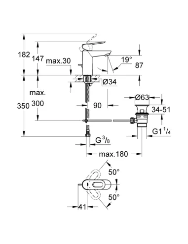 Змішувач для умивальника Grohe BauLoop 23335000 (з донним клапаном) купити у Дніпрі та Києві - ціна від КТУ