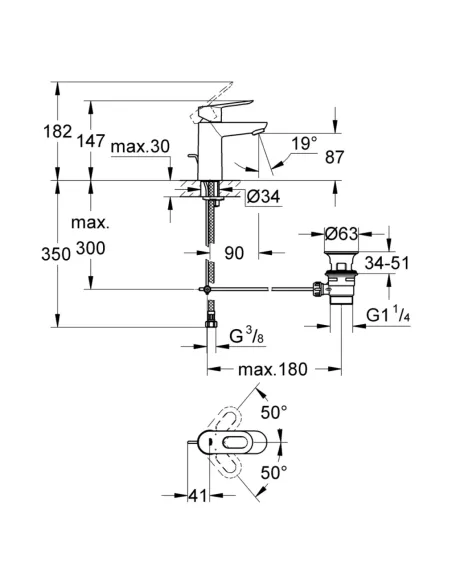 Змішувач для умивальника Grohe BauLoop 23335000 (з донним клапаном) купити у Дніпрі та Києві - ціна від КТУ