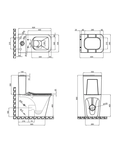 Зливний бачок для унітазу Q-Tap Nando QT12221222AW2, 3/6 літрів