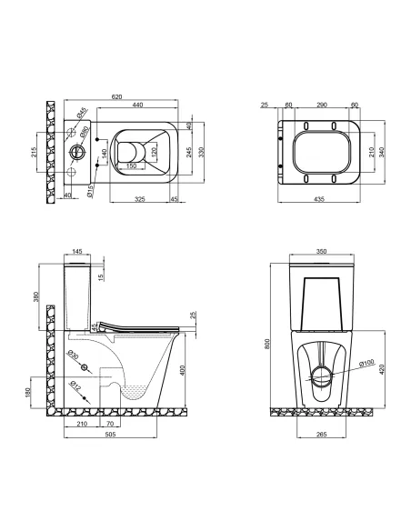 Зливний бачок для унітазу Q-Tap Nando QT12221222AW2, 3/6 літрів