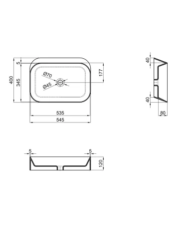 Накладна раковина Q-Тap Scorpio QT14112243WN White, 550х390х120 мм