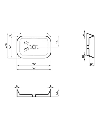 Накладная раковина Q-Тap Scorpio QT14112243WN White, 550х390х120 мм Накладная раковина Q-Тap Scorpio QT14112243WN White, 550х390х120 мм