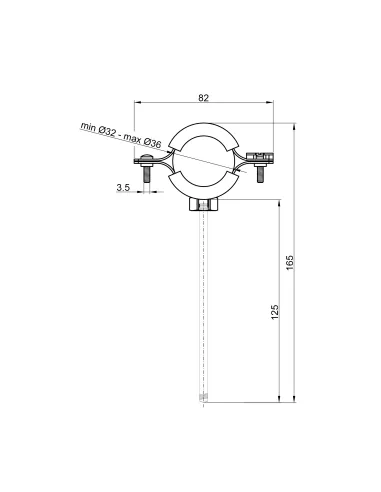 Хомут для трубы 32 - 36 мм Thermo Alliance Forte SF10025 в сборе с гайкой и дюбелем