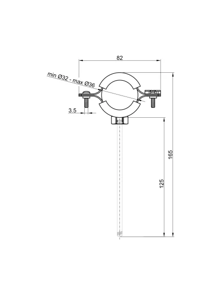 Хомут для труби 32 - 36 мм Thermo Alliance Forte SF10025 у зборі з гайкою та дюбелем