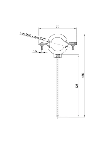 Хомут для труби 20 - 25 мм Thermo Alliance Forte SF10015 у зборі з гайкою та дюбелем