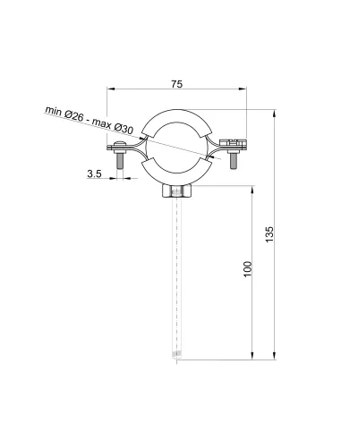 Хомут для трубы 26 - 30 мм Thermo Alliance Forte SF10020 в сборе с гайкой и дюбелем