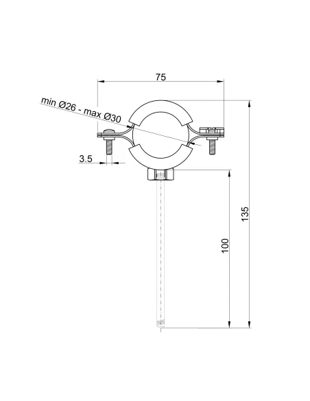 Хомут для трубы 26 - 30 мм Thermo Alliance Forte SF10020 в сборе с гайкой и дюбелем