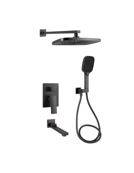 Душевая система Q-Тap Gemini QTGEM114GMB45704 Gunmetal Black PVD, скрытого монтажа