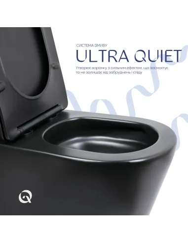 Унітаз компакт-диск Q-Tap Scorpio Ultra Quiet QT14226088AMB Matt Black, безободковий, сидіння Soft-close