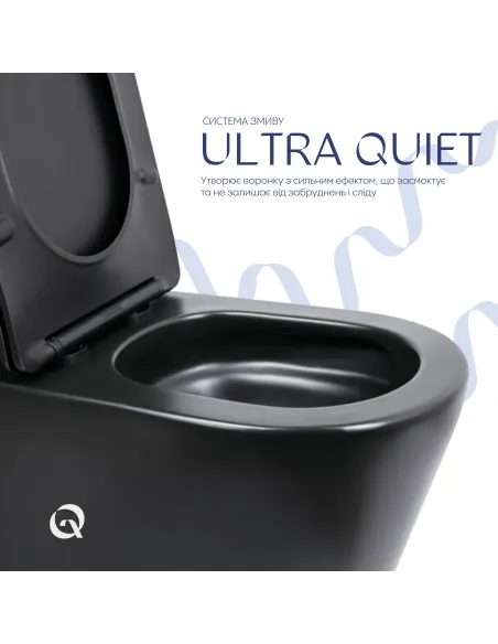 Унітаз компакт-диск Q-Tap Scorpio Ultra Quiet QT14226088AMB Matt Black, безободковий, сидіння Soft-close