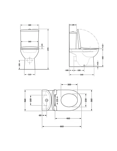 Унитаз компакт Q-Тap Robin Ultra Quiet QT13226083AMB Matt Black, безободковый, сиденье Soft-close