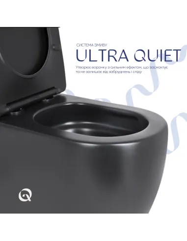 Унітаз компакт-диск Q-Tap Robin Ultra Quiet QT13226083AMB Matt Black, безободковий, сидіння Soft-close