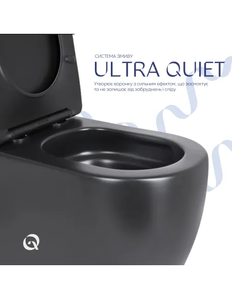 Унітаз компакт-диск Q-Tap Robin Ultra Quiet QT13226083AMB Matt Black, безободковий, сидіння Soft-close