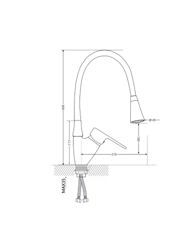 Змішувач для кухні Lidz Tani 008F3 LDTAN008F3WCR37037 White/Chrome, з гнучким виливом
