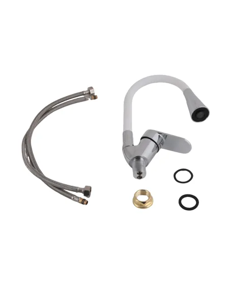 Змішувач для кухні Lidz Tani 008F3 LDTAN008F3WCR37037 White/Chrome, з гнучким виливом