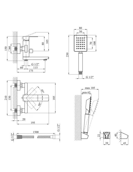 Змішувач для ванни Kroner KRP Edelstahl Kubus - ESG060 з душовим набором. Змішувач для ванни Kroner KRP Edelstahl Kubus - ESG060 з душовим набором.