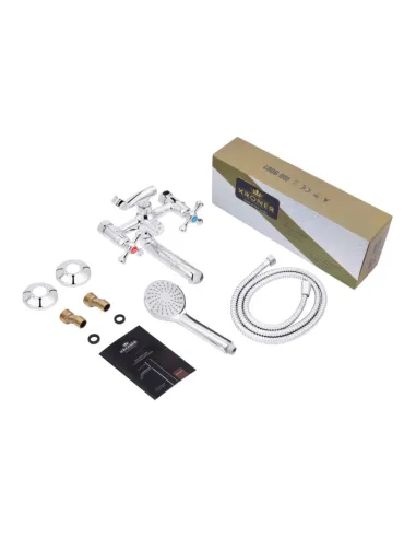 Смеситель для ванны Kroner KRM Rhein — C060, двухвентильный, душевой набор