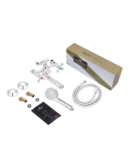 Смеситель для ванны Kroner KRM Rhein — C060, двухвентильный, душевой набор