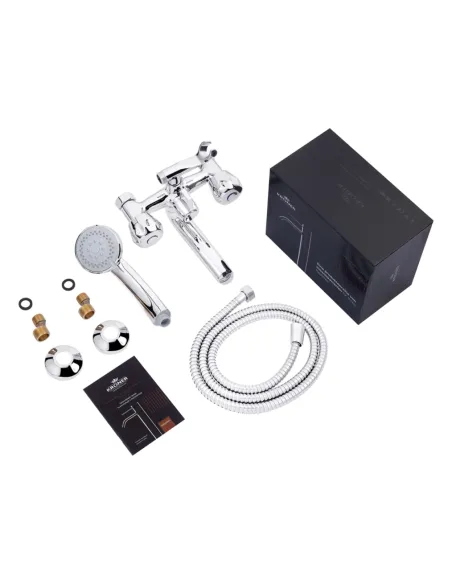 Смеситель для ванны Kroner KRP Hamburg — C060, двухвентильный, душевой набор