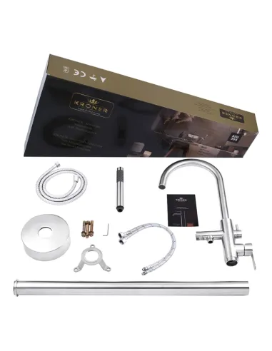 Змішувач для ванни Kroner KRP Edelstahl Klassisch - ESG077, підлоговий, з душовим набором