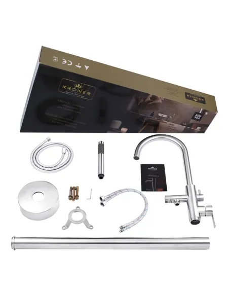 Змішувач для ванни Kroner KRP Edelstahl Klassisch - ESG077, підлоговий, з душовим набором Змішувач для ванни Kroner KRP Edelstahl Klassisch - ESG077, підлоговий, з душовим набором