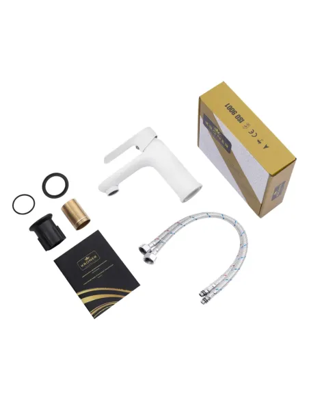 Змішувач для умивальника Kroner KRM Fulda - W010, білий, одноважільний