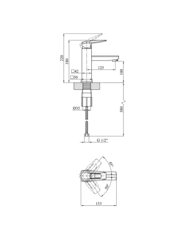 Змішувач для умивальника Kroner KRM Kante — C010, одноважільний