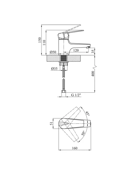 Смеситель для умывальника Kroner KRM Odra — C011, однорычажный