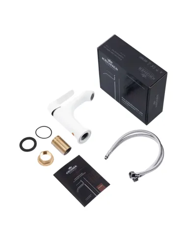 Змішувач для умивальника Kroner KRP Armada - W010, білий, одноважільний