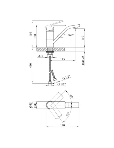 Смеситель для умывальника Kroner KRP Armada — W011, белый, однорычажный