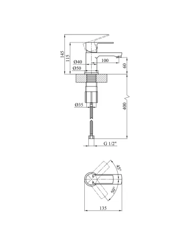 Змішувач для умивальника Kroner KRP Bremen — C010, одноважільний