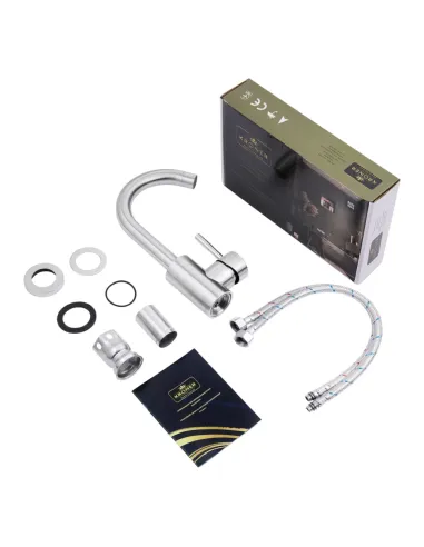 Змішувач для умивальника Kroner KRP Edelstahl Klassisch — ESG011, нікель, одноважільний