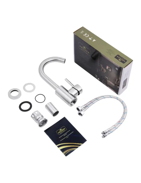 Змішувач для умивальника Kroner KRP Edelstahl Klassisch — ESG011, нікель, одноважільний