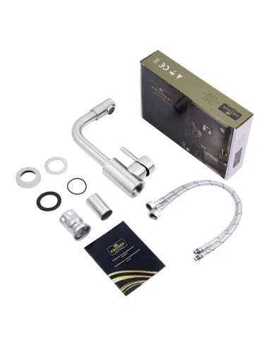 Смеситель для умывальника Kroner KRP Edelstahl Klassisch — ESG012, никель, однорычажный