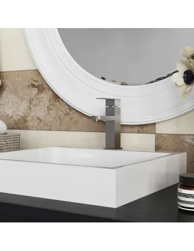 Смеситель для умывальника Kroner KRP Edelstahl Kubus - ESG010, никель, однорычажный