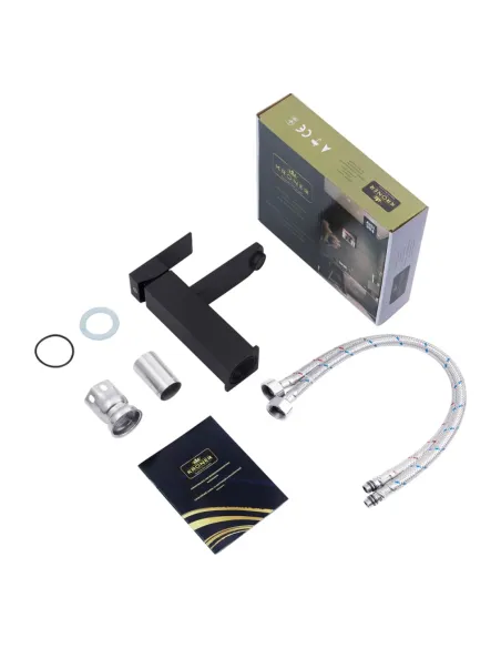 Змішувач для умивальника Kroner KRP Edelstahl Kubus - SCH010, чорний, одноважільний