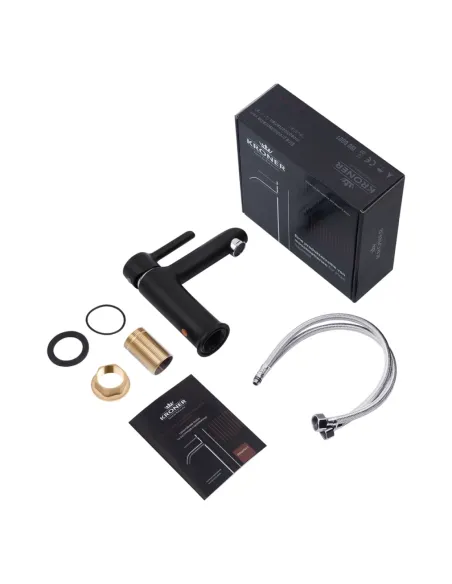 Змішувач для умивальника Kroner KRP Essen - SCH010, чорний, одноважільний