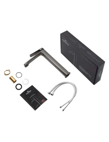 Змішувач для умивальника Kroner KRP Makon - GRP010-3, графіт, одноважільний