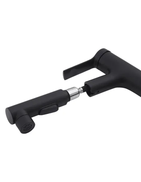 Змішувач для умивальника Kroner KRP Edelstahl Klassisch - SCH030-T, чорний, з висувним виливом